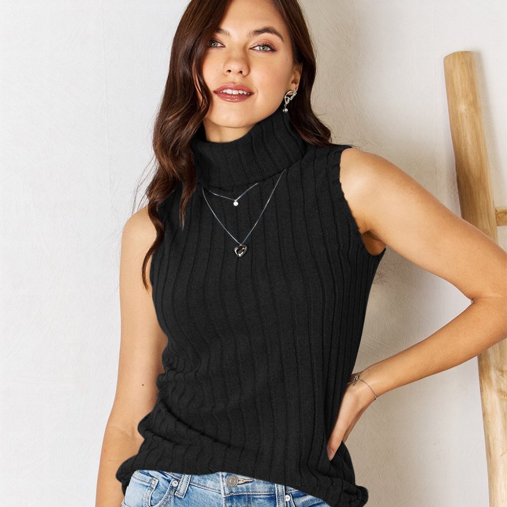 Basic Bae Full Size Ribbed Turtleneck Tank